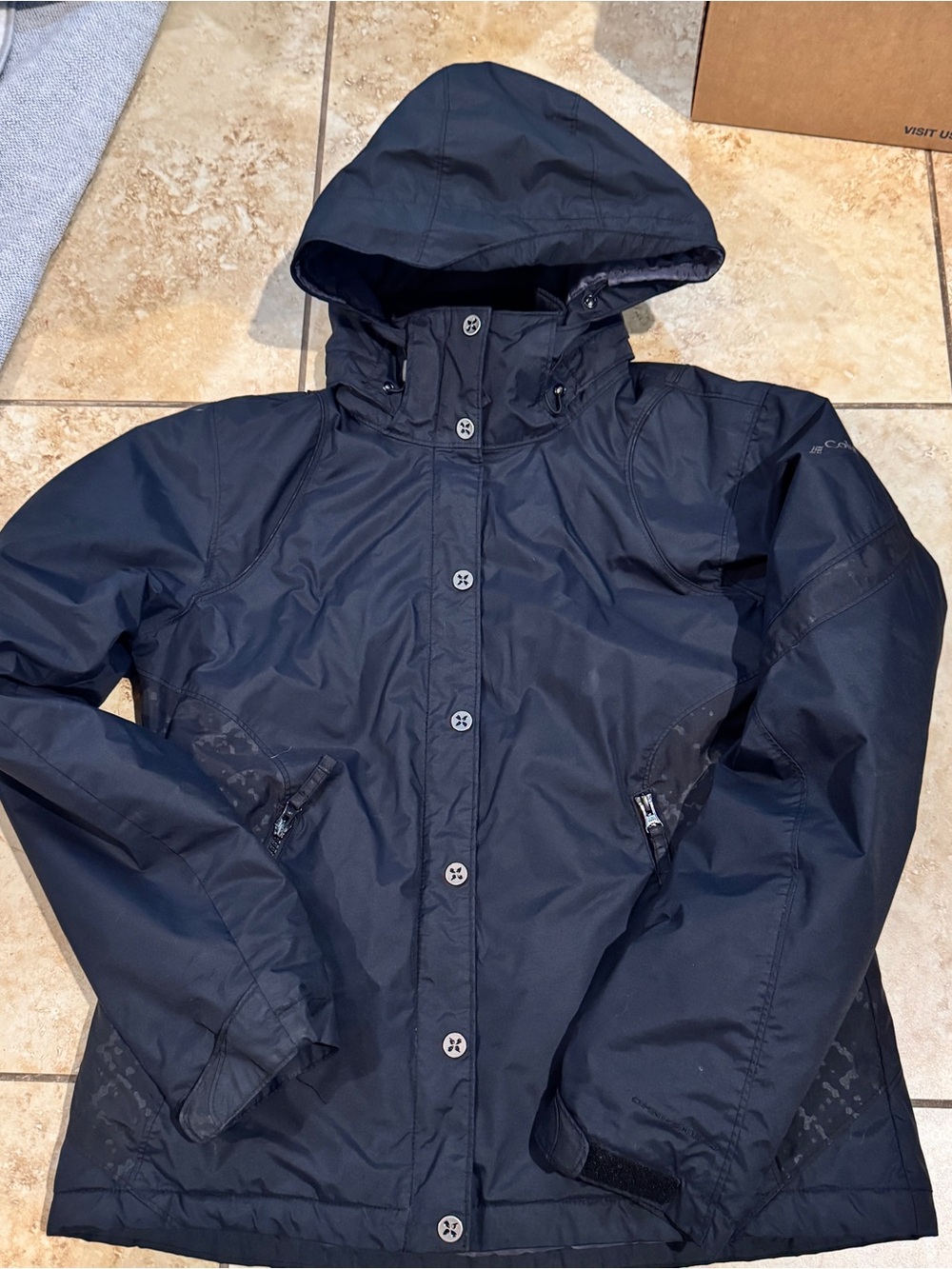 Columbia Women's Black Hooded Rain Shell